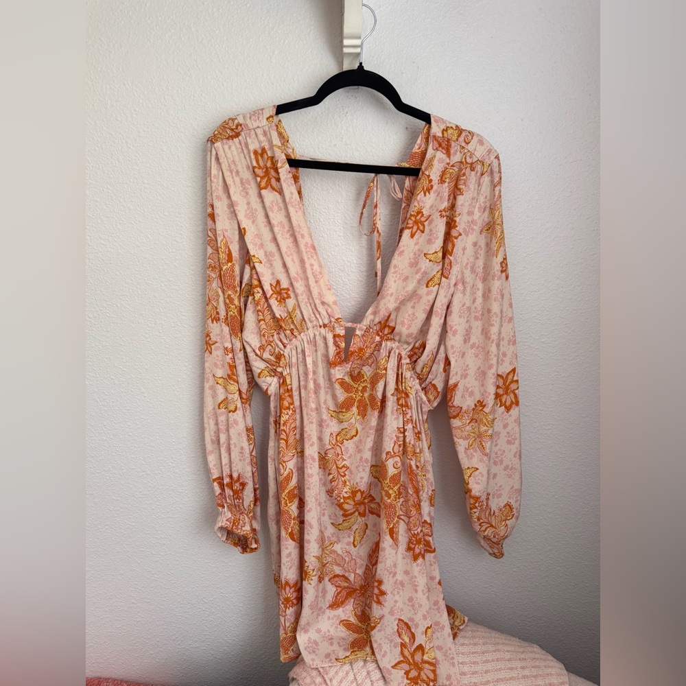 Free People Pink and Orange Floral Dress
